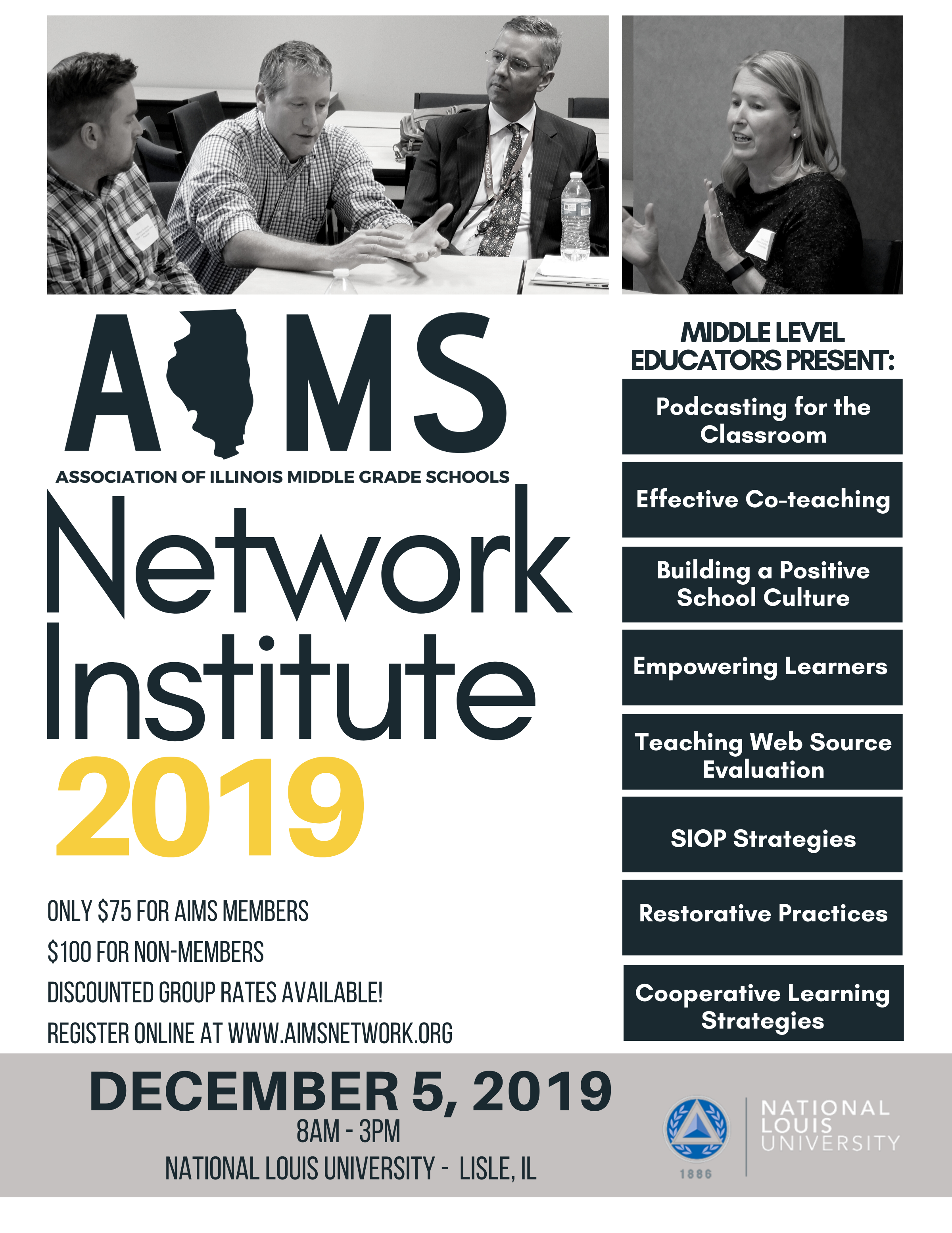 2019 Network Institute flyer with sessions